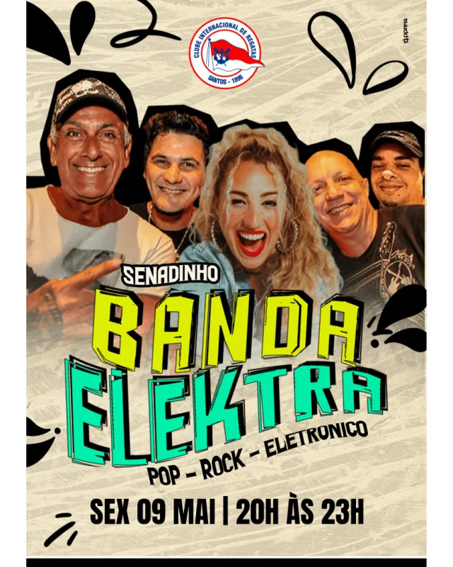 Com muito pop, rock e eletrônico, a banda Elektra está de volta para agitar o Senadinho do Inter!  Associados têm acesso livre e a entrada dos seus convidados é R$18 (para menores de 13 anos) e R$ 37 (a partir de 13 anos).