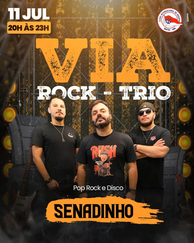 Após os festejos juninos do Inter, o próximo Senadinho receberá  a banda Via Rock.  #Partiu reunir a Família Vermelhinha para curtir boas companhias e música ao vivo.  Associados têm acesso livre e a entrada para seus convidados é R$ 20 (de 6 a 12 anos) e R$ 40 (a partir de 13 anos).